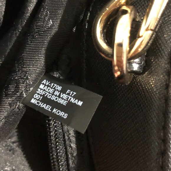 Michael Kors Kellen Black Embossed Leather Medium Satchel Luggage Handbag - Picture 15 of 16